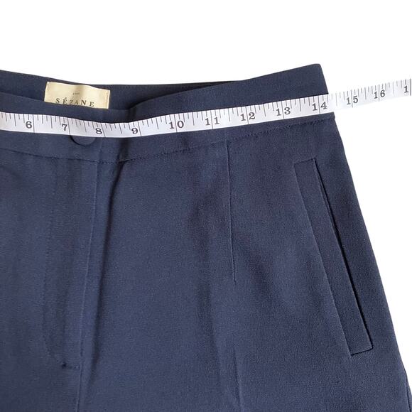 Sèzane US 4 Martin Trouser Pants in Navy High Waisted Wide Leg Chic Old Money - Picture 14 of 16